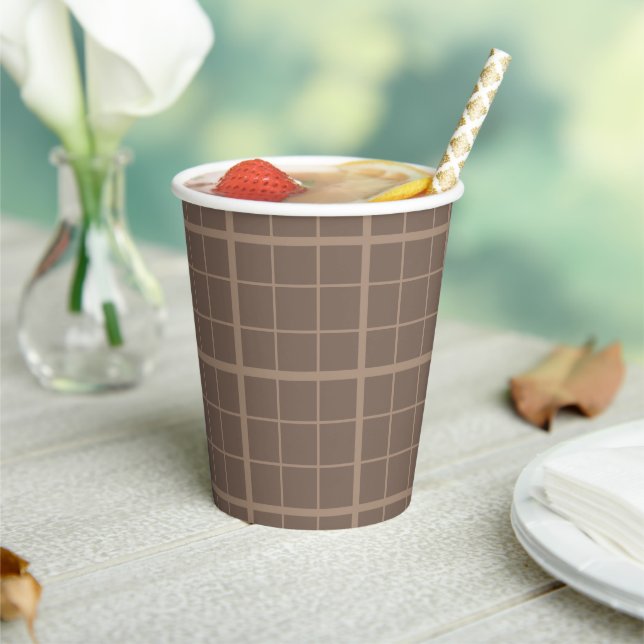 Brown Earth Tone Windowpane Check  Paper Cups (Insitu)