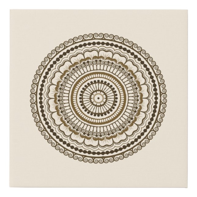 Brown Earth Tones Henna Mandala Faux Canvas Print (Front)