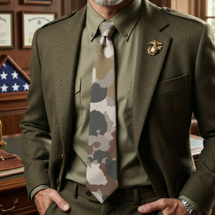 Brown Earth Tones Military Camouflage Neck Tie