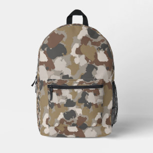 Brown Earth Tones Military Camouflage Printed Backpack