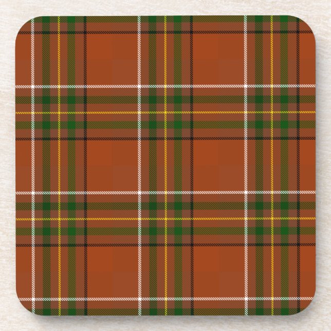 Brown Earthy Plaid Tartan  Beverage Coaster (Front)