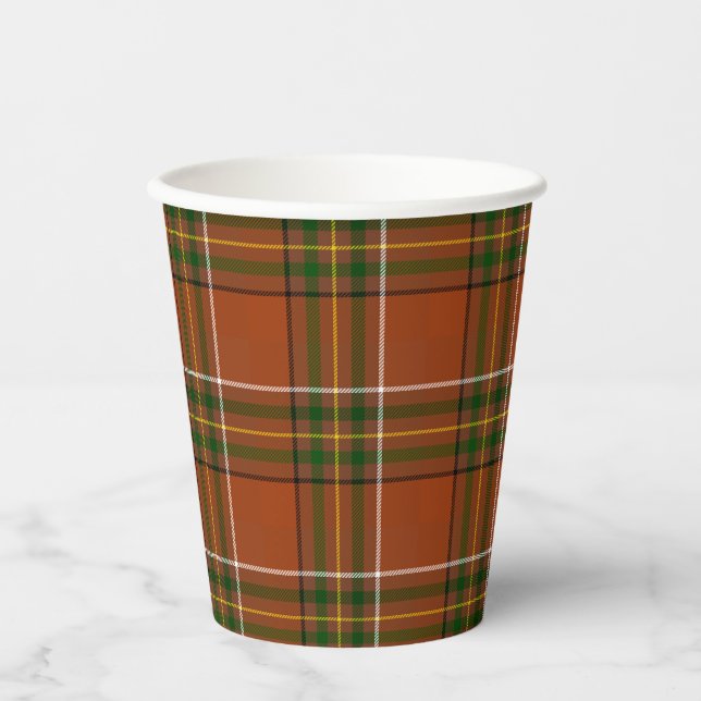 Brown Earthy Plaid Tartan  Paper Cups (Front)