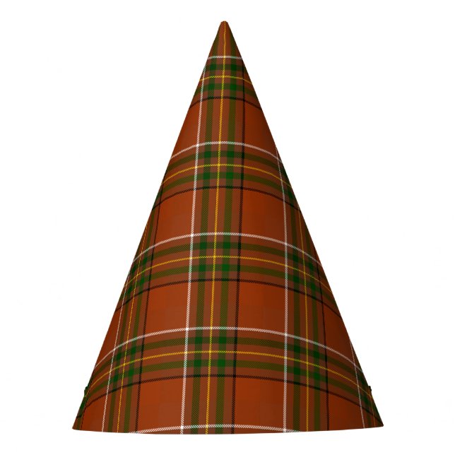 Brown Earthy Plaid Tartan  Party Hat (Front)
