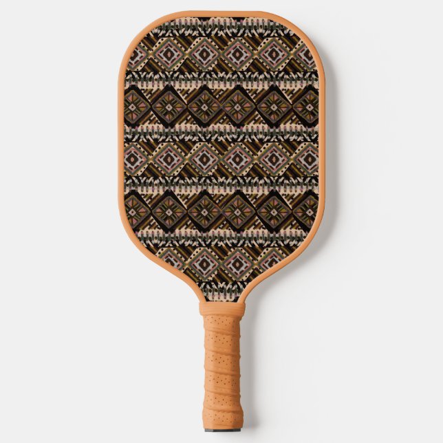 Brown Earthy Tones Mud Cloth Style  Pickleball Paddle (Front)