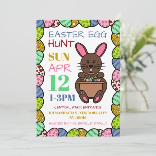 Brown Easter Bunny Easter Egg Hunt Announcement
