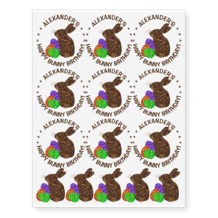 Brown Easter Bunny Easter Themed Birthday Party Temporary Tattoos