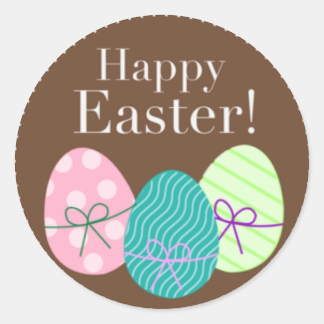 Brown Easter Eggs Happy Easter Classic Round Sticker (Front)