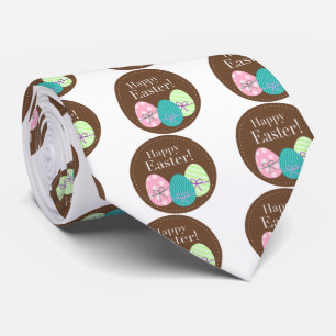 Brown Easter Eggs Happy Easter Neck Tie
