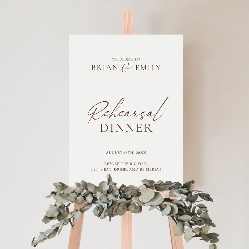 Brown  Ecru Simple Rehearsal Dinner Welcome Sign