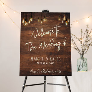 Brown Edison Lights Wedding Welcome Sign