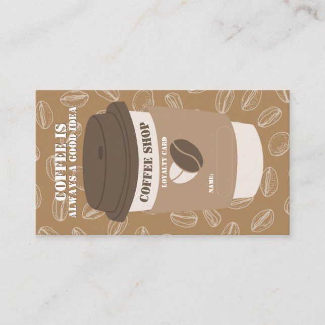 Brown Editable Coffee House Stamp Loyalty Card (Front)