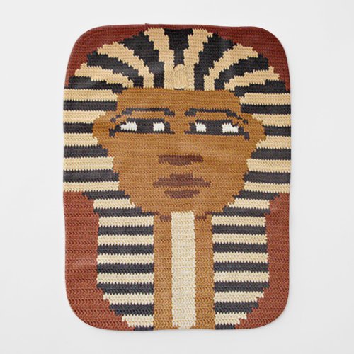Brown Egyptian Pharaoh King Artisan Crochet Print Burp Cloth