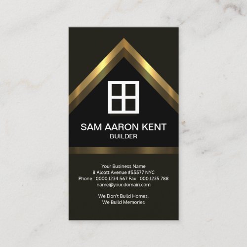 Brown Elegance Faux Gold Home Builder Construction Business Card