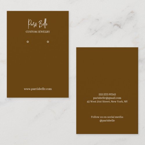 Brown Elegant Custom Jewelry Earrings Display Card