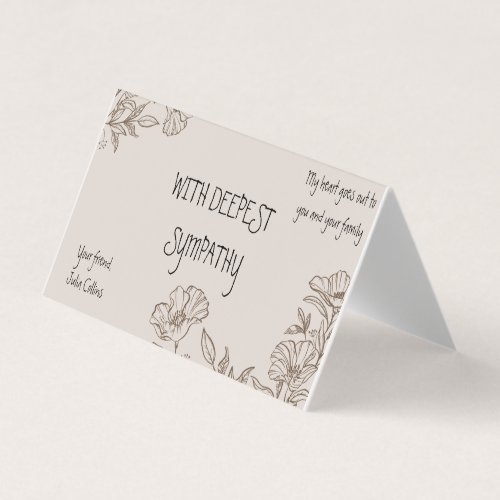 Brown Elegant Floral Folded Sympathy Card