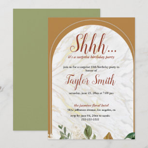 Brown elegant Floral Surprise Party Invite