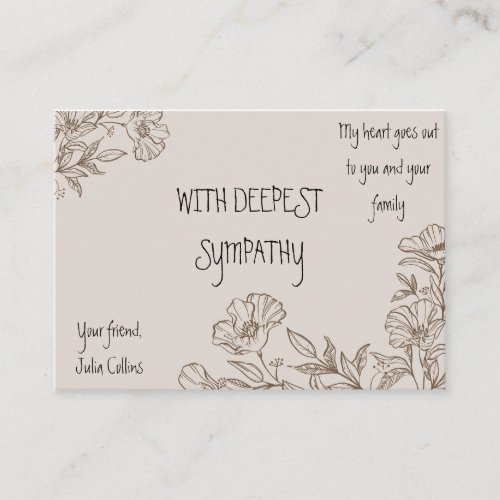 Brown Elegant Floral Sympathy Card