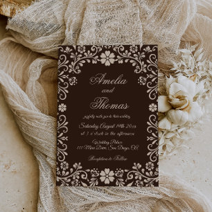 Brown Elegant Mexican Talavera Wedding  Invitation