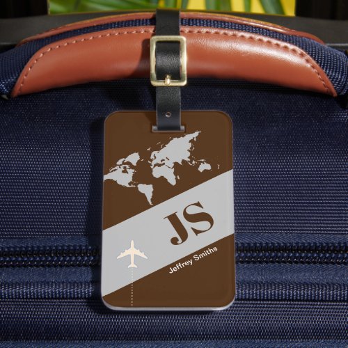 Brown Elegant  Modern Aero Travel  Luggage Tag