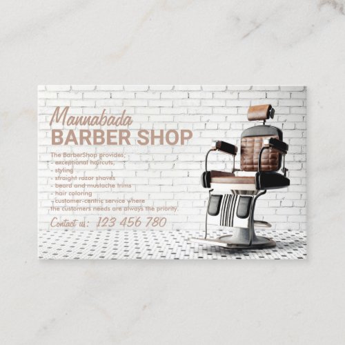 Brown Elegant Old Chair Photo Barber Business Card