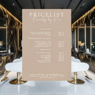 Brown, Elegant, Salon Price List Poster