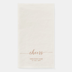 Brown Elegant Script Lettering Cheers Fall Event Paper Guest Towels
