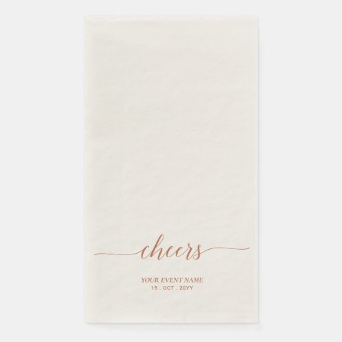 Brown Elegant Script Lettering Cheers Fall Event Paper Guest Towels