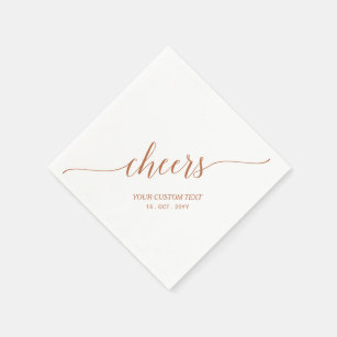 Brown Elegant Stylish Lettering Cheers Event Napkins
