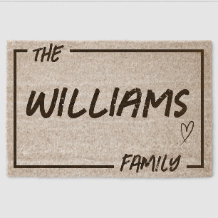 Brown Elegent Simple Frame Custom Monogram Fiber Doormat