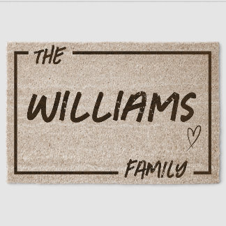 Brown Elegent Simple Frame Custom Monogram Fiber Doormat
