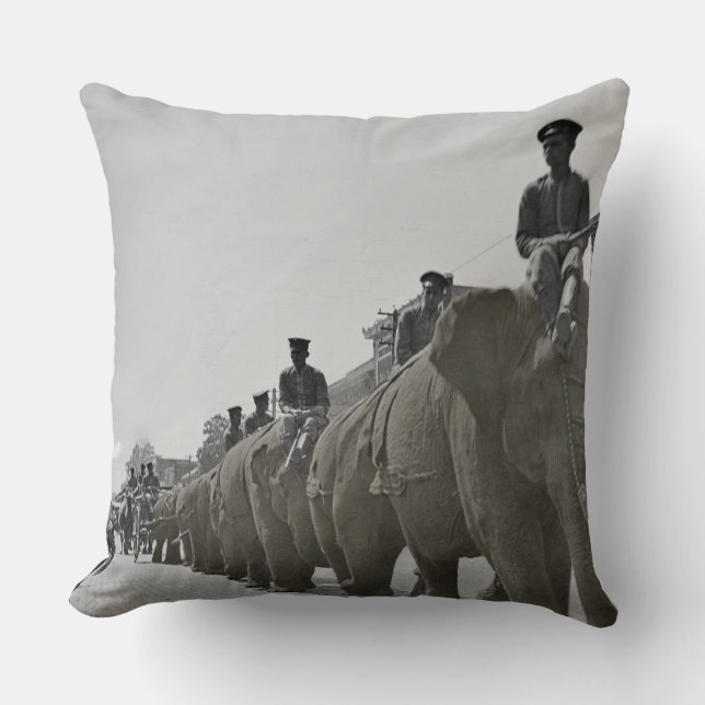 Brown Elephant Circus Parade March Square Throw Pillow (Front)