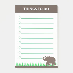 Brown Elephant on Grass Plants Things To Do Post-it Notes