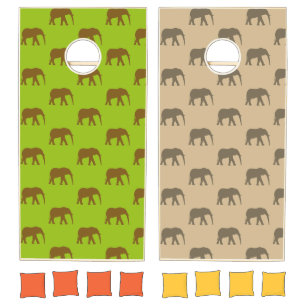 Brown elephant pattern cornhole set