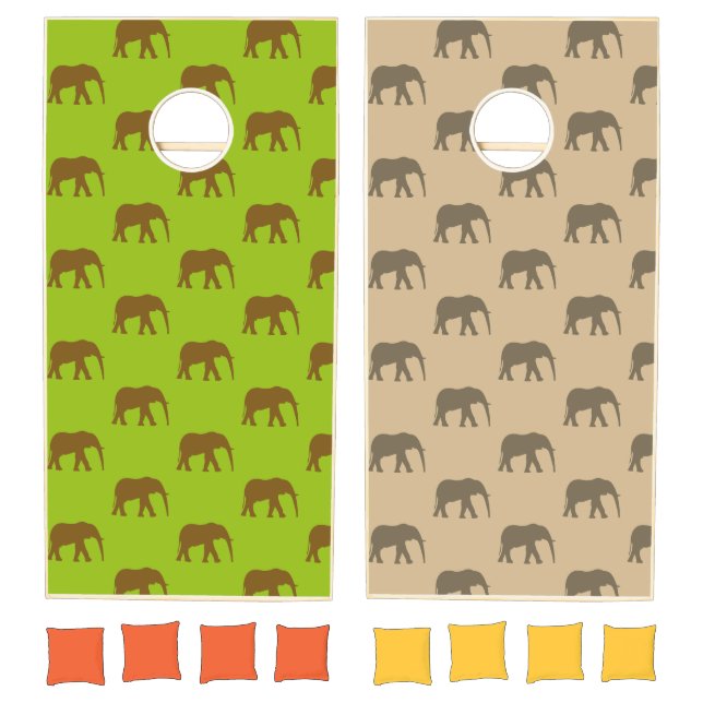 Brown elephant pattern cornhole set (Set)