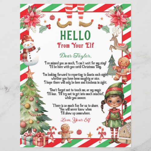 Brown Elf Return Arrival Christmas Letter from Elf