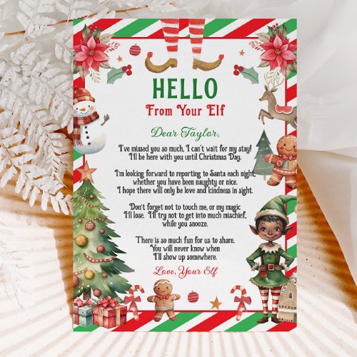 Brown Elf Return Arrival Christmas Letter from Elf