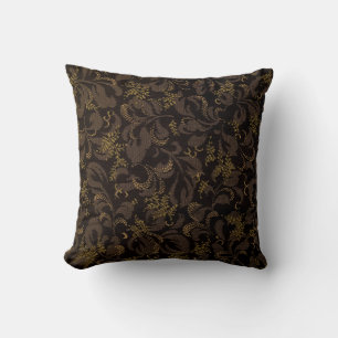 Brown Embroidery Look Throw Pillow