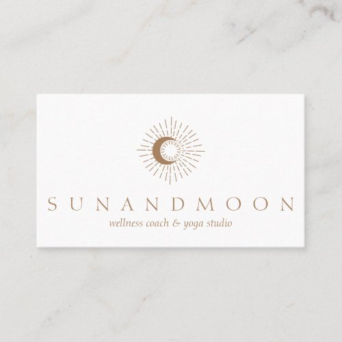 Brown Energy Healing Sun Moon Spiritual Business Card