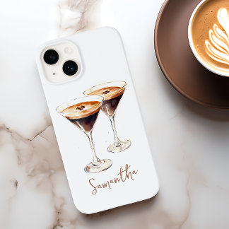 Brown Espresso Martini Coffee Cocktail Custom Name Case-Mate iPhone 14 Case