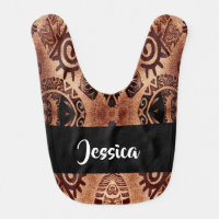 Brown ethical tradional pattern baby bib