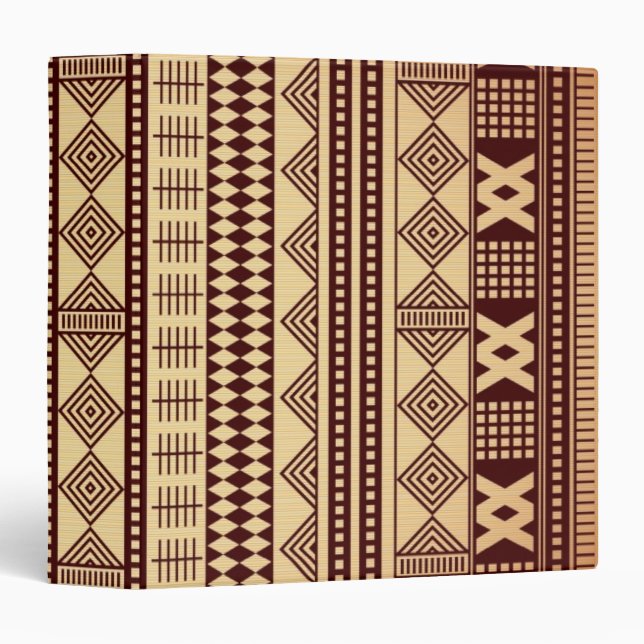Brown ethnic texture 3 ring binder (Front/Spine)