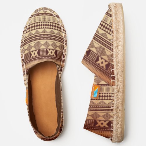 Brown ethnic texture espadrilles