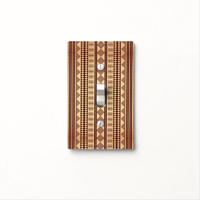 Brown ethnic texture light switch cover (In Situ)
