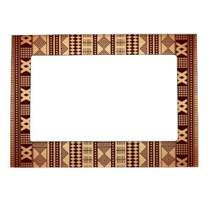 Brown ethnic texture magnetic picture frame