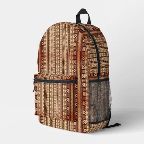 Brown ethnic texture printed backpack
