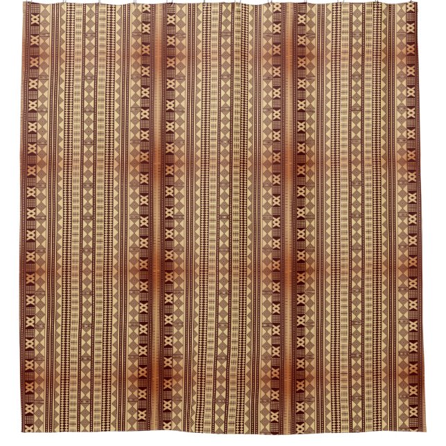 Brown ethnic texture shower curtain (Front)