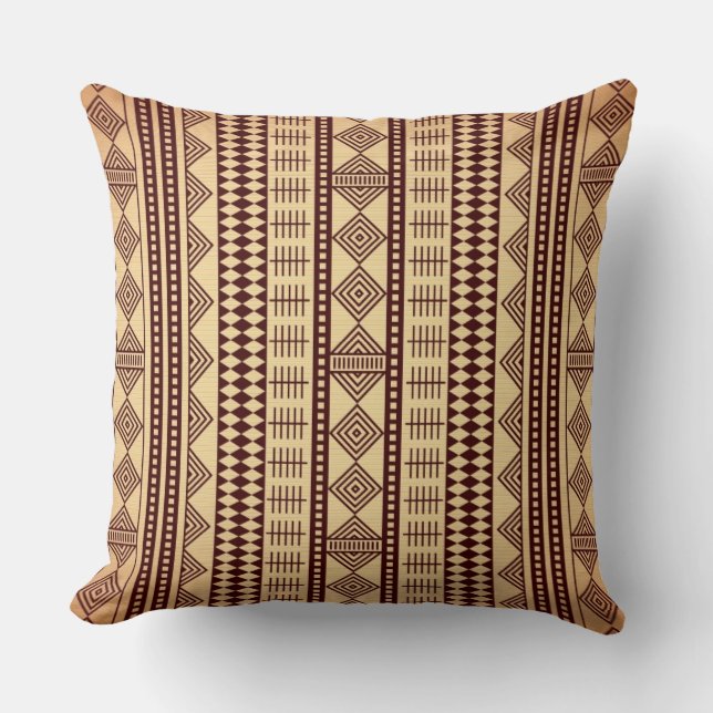 Brown ethnic texture throw pillow (Front)