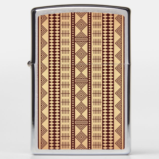 Brown ethnic texture zippo lighter (Front)