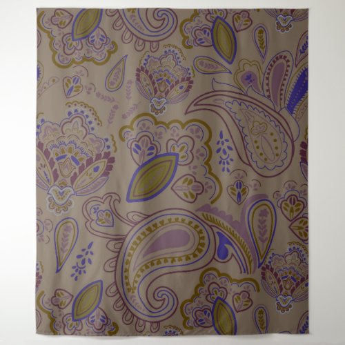 Brown ethnic vintage paisley floral pattern tapestry