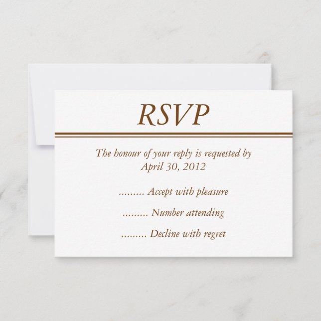 Brown Event RSVP, Reply or Response Card (Front)